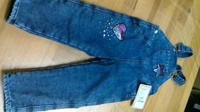 полукомбинезон утепленный джинс для девочек - фото 5665